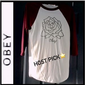 🎈SALE🎈⭐️HP NWOT Obey Women’s Raglan Rose Tee